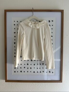 next Cream Long Sleeve Top with Lace Ruffle Collar